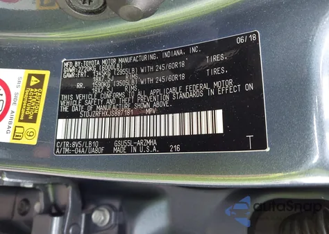 2018 Toyota Highlander Xle from USA, damaged, VIN 5TDJZRFHXJS887181